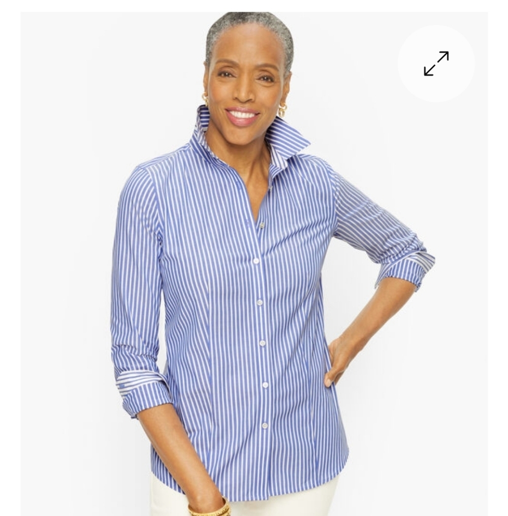 Talbots Blue Striped Button Down Collar Shirt No Iron - Picture 6 of 9
